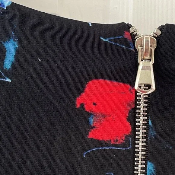 Betsey Johnson Sz 6 Black Floral Midi Bodycon Career Dress Office Siren Party - Picture 14 of 14